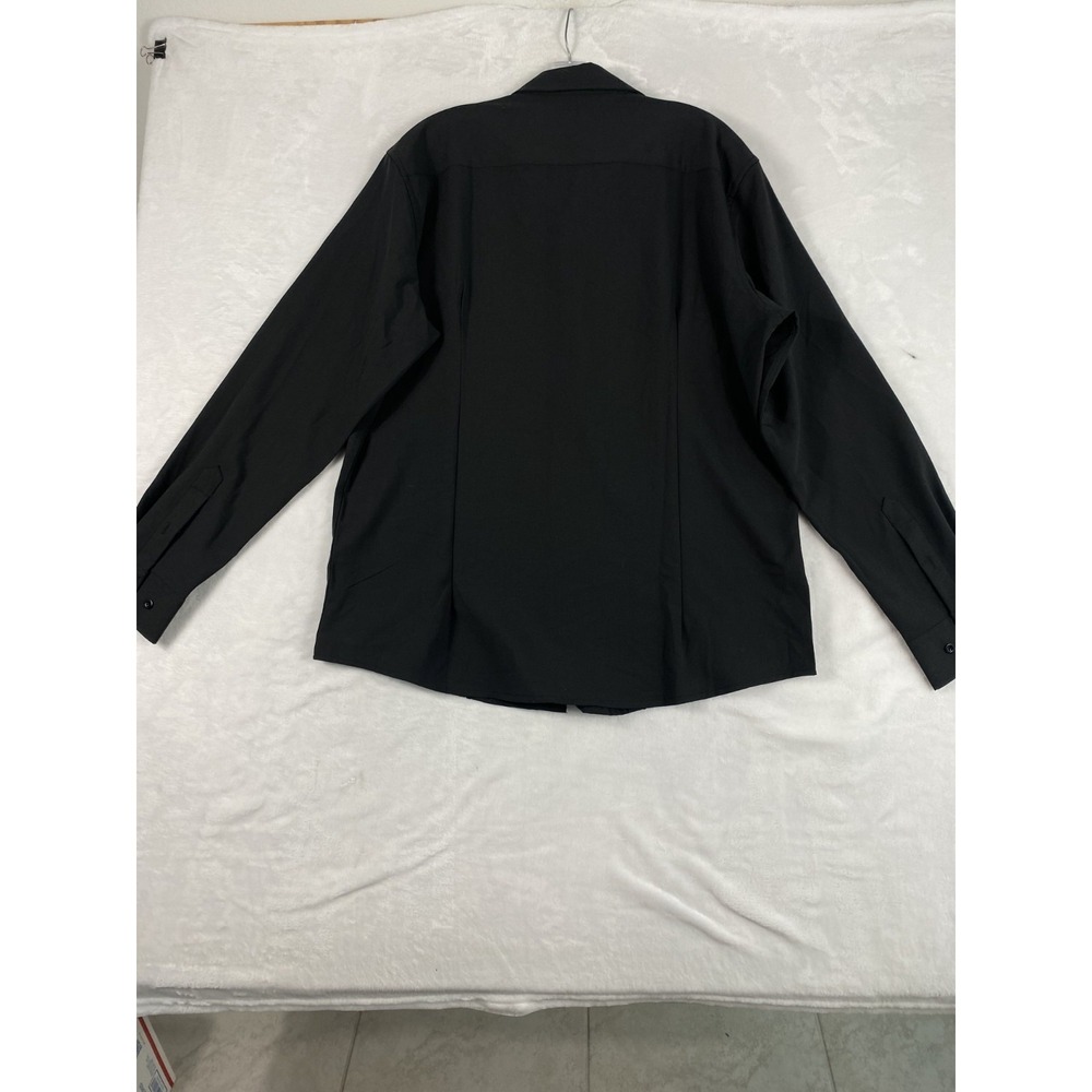 2/$30 NWT Coofandy Button Up Shirt Men Sz L Black Long Sleeve Cuban - Picture 12 of 14